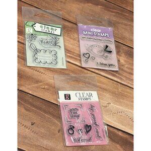 3 PACKS OF LOVE THEMED CLEAR CLING PHOTOPOLYMER STAMPS VALENTINE HEART